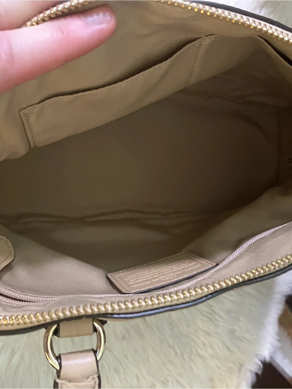 Coach Beige Croc-Embossed Dome Satchel